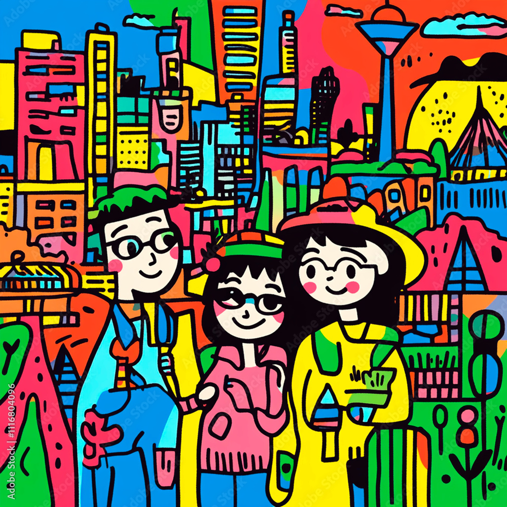 Obraz premium family in the city