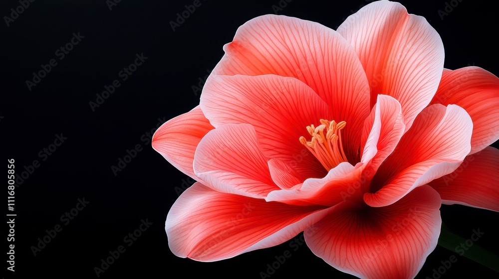 Obraz premium Vibrant Red Flower Blooms Gracefully Against a Deep Black Backdrop Showcasing Nature’s Elegance