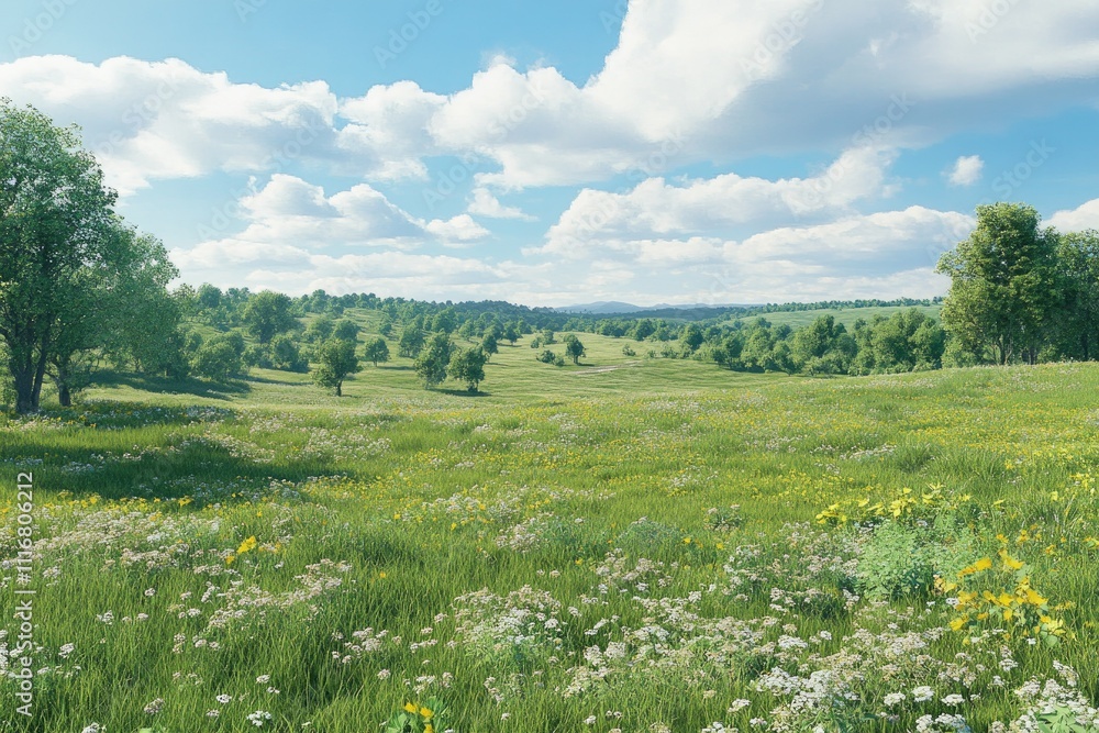 Clear Pixel Visual of Green Grass Meadow Outdoor 3D Illustration, High Detail, 8K Clear Pixel Visual of Green Grass Meadow Outdoor 3D Illustration, High Detail, 8K