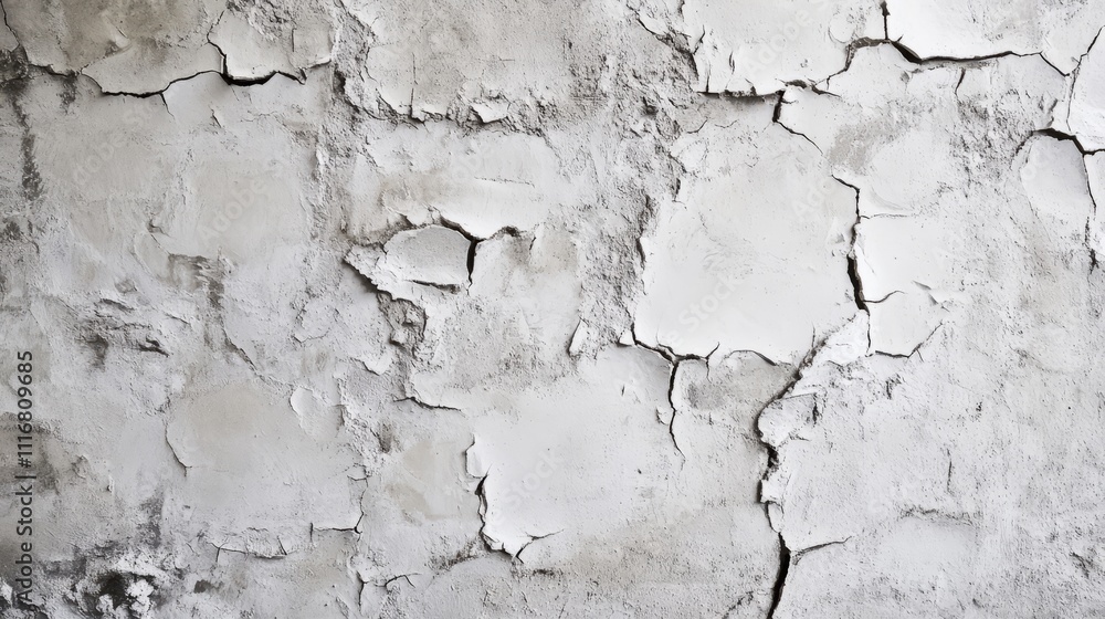 Obraz premium Smooth plaster wall with subtle cracks and chipped paint, realistic texture 