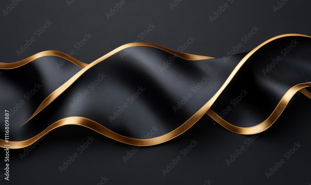 The ribbon banner has straight and wavy ends with a gold border The ribbon banner has straight and wavy ends with a gold border