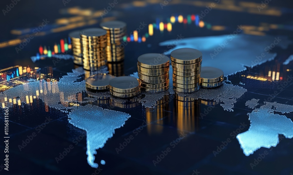 Fototapeta premium shows forex trading on a global map.