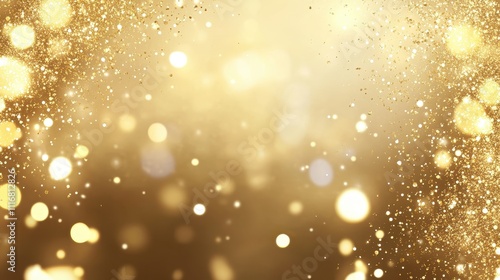 Shimmering Golden Lights and Glittering Bokeh Background photo