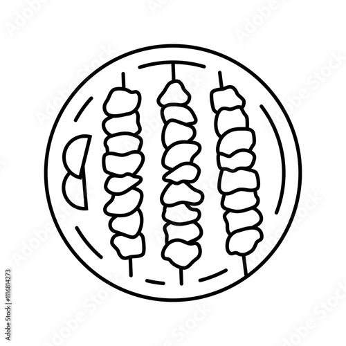 satay chicken food line icon vector. satay chicken food sign. isolated contour symbol black illustration