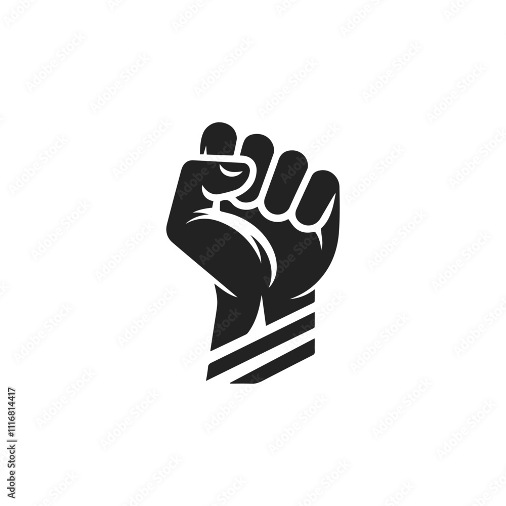 Raised fist isolated on white background, hand design illustration Raised fist isolated on white background, hand design illustration