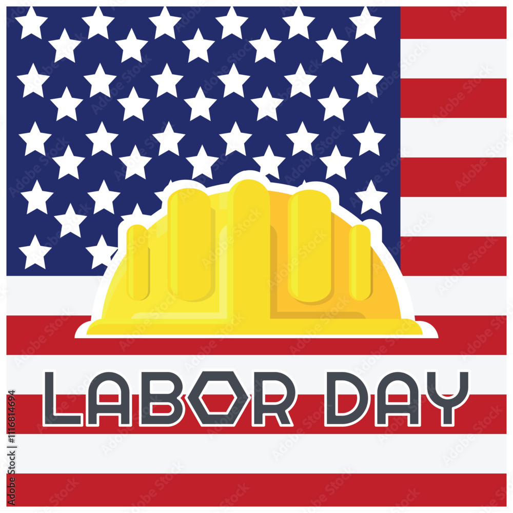 Naklejka premium Happy Labor Day banner. Design template. Vector illustration. Simple flat design.