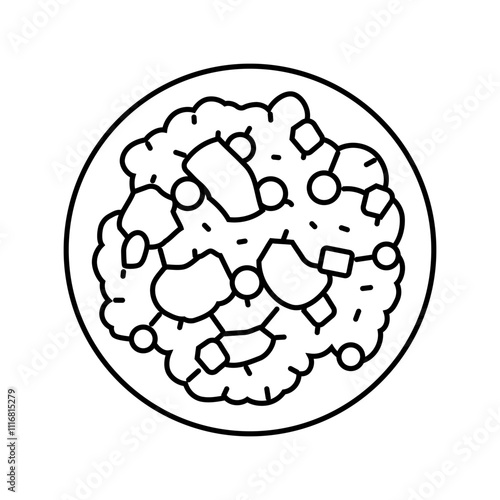 fried rice chicken dish line icon vector. fried rice chicken dish sign. isolated contour symbol black illustration