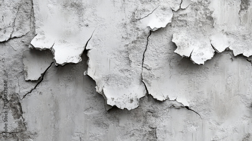 Obraz premium Stucco wall with deep cracks and chipped paint, realistic texture