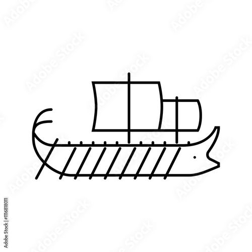 trireme ancient ship line icon vector. trireme ancient ship sign. isolated contour symbol black illustration