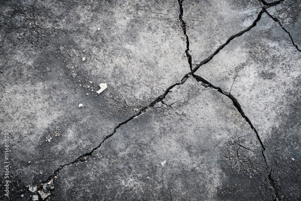 Obraz premium Cracked Concrete Surface with Multiple Cracks and a Rough Texture