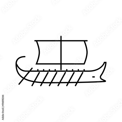 bireme ancient ship line icon vector. bireme ancient ship sign. isolated contour symbol black illustration