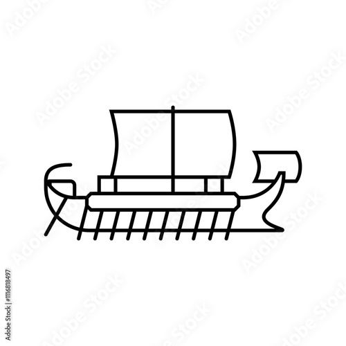 quinquereme ancient ship line icon vector. quinquereme ancient ship sign. isolated contour symbol black illustration