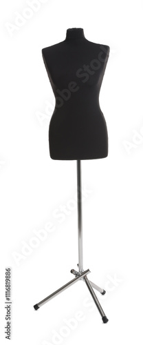 Black mannequin isolated on white. Fashion designer`s equipment