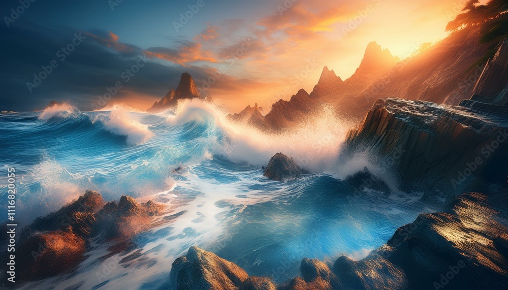 Fototapeta premium Erosion shapes the coast, revealing hidden treasures. 
