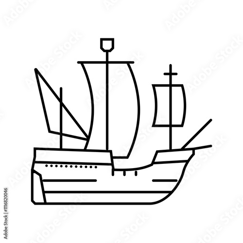 carrack ancient ship line icon vector. carrack ancient ship sign. isolated contour symbol black illustration
