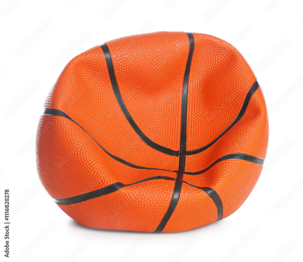 Fototapeta premium One deflated basketball ball isolated on white