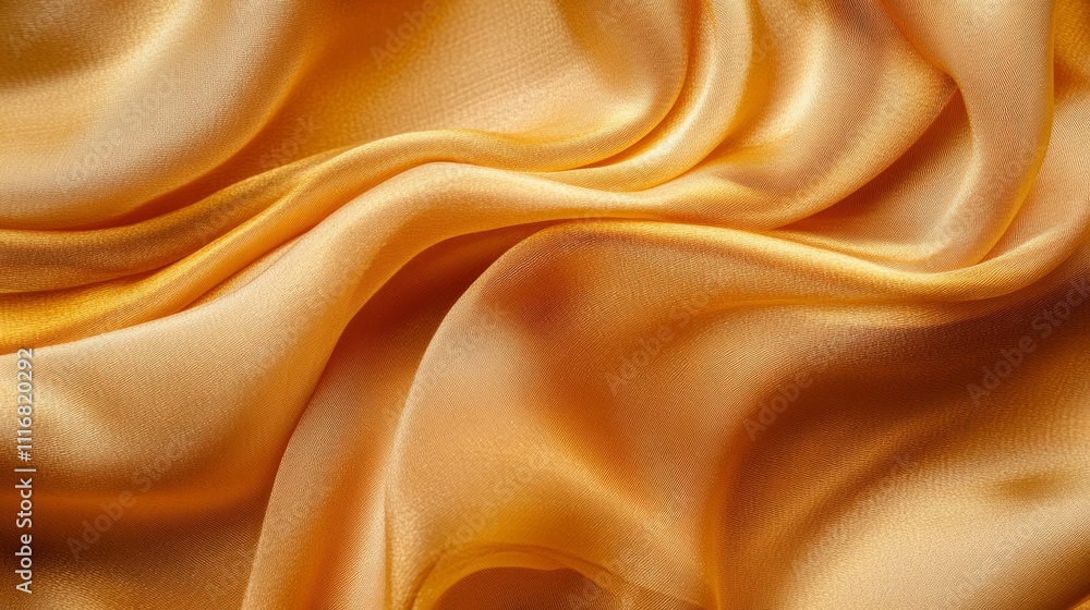 Obraz premium A rich, textured silk fabric with beautiful draping, isolated on a golden background