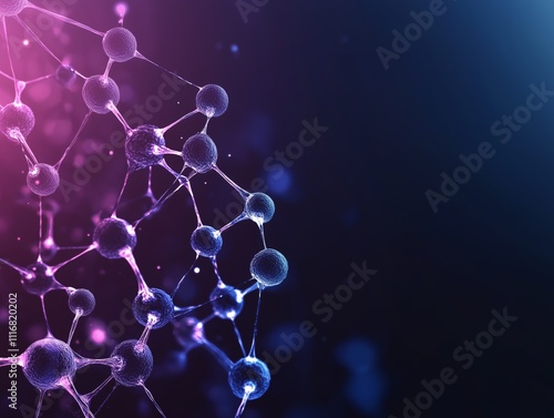 Abstract Science atoms and molecules. View of Human Genome Structure on Dark Background