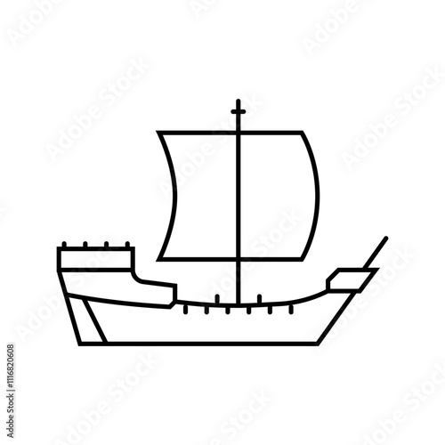 cog ancient ship line icon vector. cog ancient ship sign. isolated contour symbol black illustration
