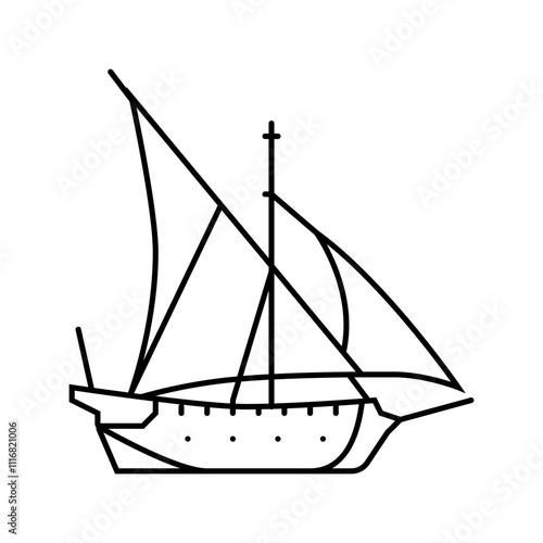 barque ancient ship line icon vector. barque ancient ship sign. isolated contour symbol black illustration