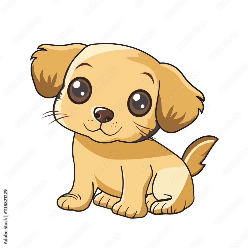 Obraz premium Cute Dog Cartoon Kawaii Sticker. Character Vector Illustration