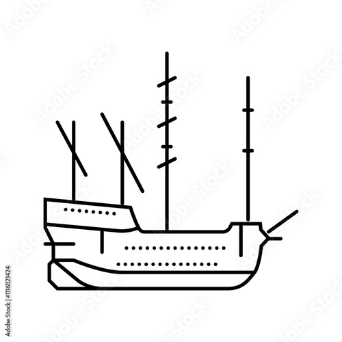 galleon ancient ship line icon vector. galleon ancient ship sign. isolated contour symbol black illustration