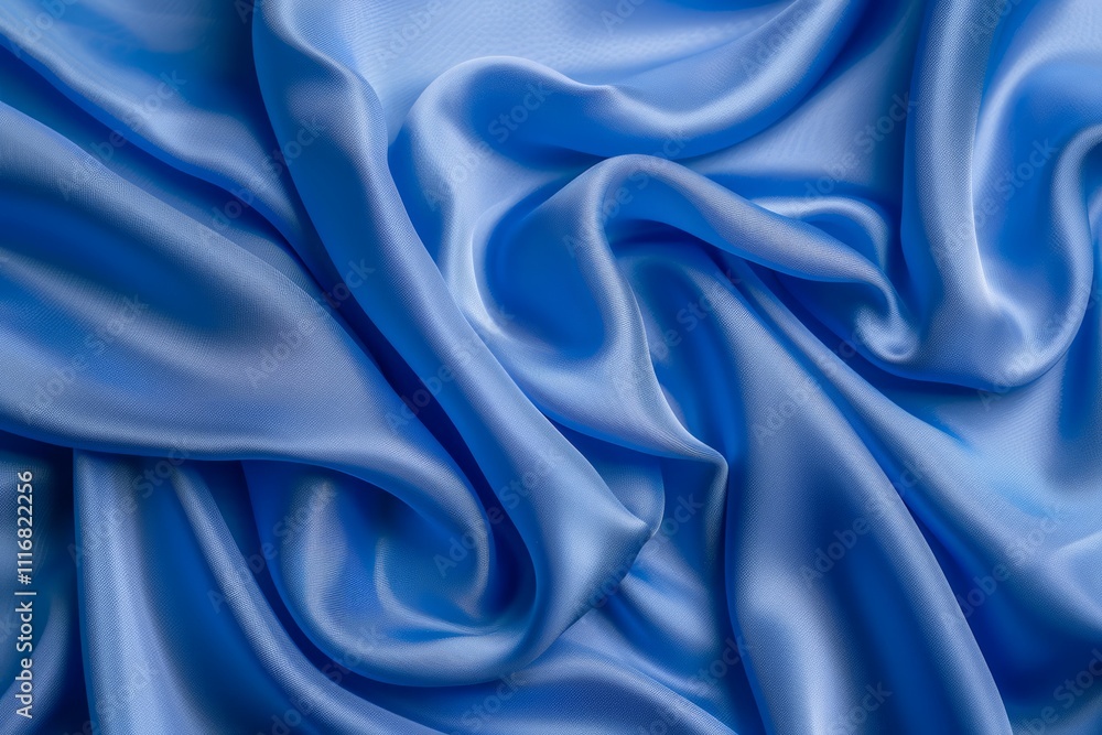 Fototapeta premium Image of Blue silk fabric drapery material. Texture for background usage