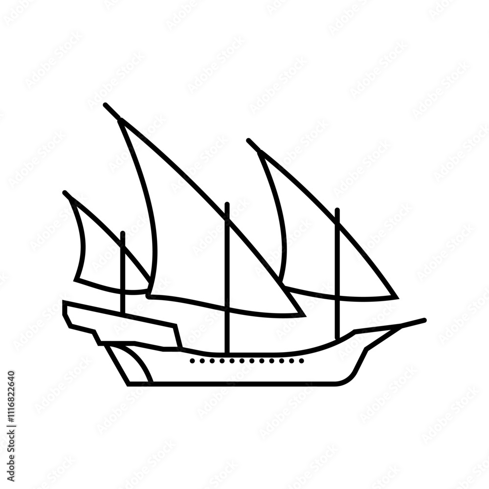 xebec ancient ship line icon vector. xebec ancient ship sign. isolated contour symbol black illustration xebec ancient ship line icon vector. xebec ancient ship sign. isolated contour symbol black illustration
