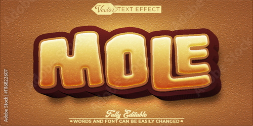 Cartoon Brown Mole Vector Editable Text Effect Template