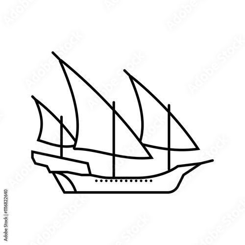 xebec ancient ship line icon vector. xebec ancient ship sign. isolated contour symbol black illustration