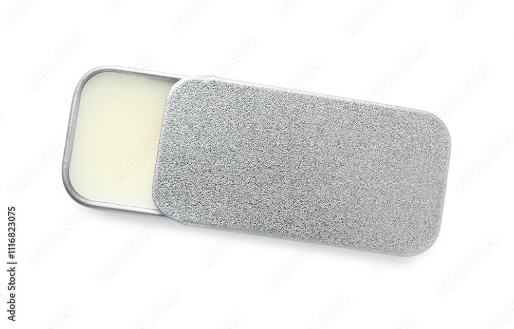 Natural solid perfume in container isolated on white, top view Natural solid perfume in container isolated on white, top view