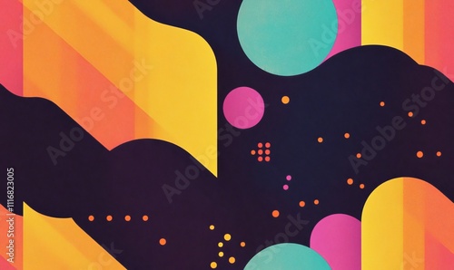 Dots Riso Printed Pattern, abstract retro shapes, neon pattern, flat 2d, minimalist, orange teal black, background, wallpaper, backdrop, pattern for fabric, textile pattern, printmaking, risograph