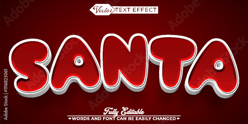 Red Santa Noel Vector Editable Text Effect Template