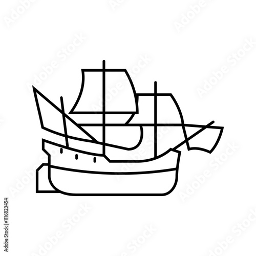 clipper ancient ship line icon vector. clipper ancient ship sign. isolated contour symbol black illustration