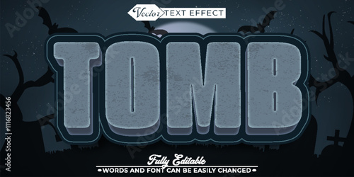 Cartoon Tomb Vector Editable Text Effect Template photo