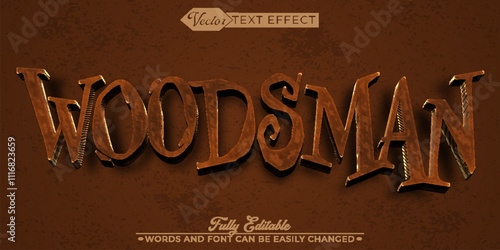 Brown Lumberjack Woodsman Vector Editable Text Effect Template