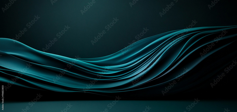 Elegant flowing waves of teal create a serene and modern abstract background. Elegant flowing waves of teal create a serene and modern abstract background.