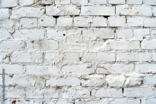 Image of Old white brick and stone wall. Texture for background usage photo