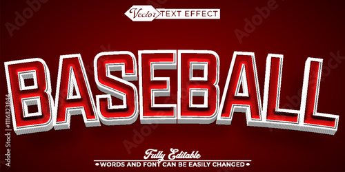 Shiny Brown Baseball Sport Vector Editable Text Effect Template
