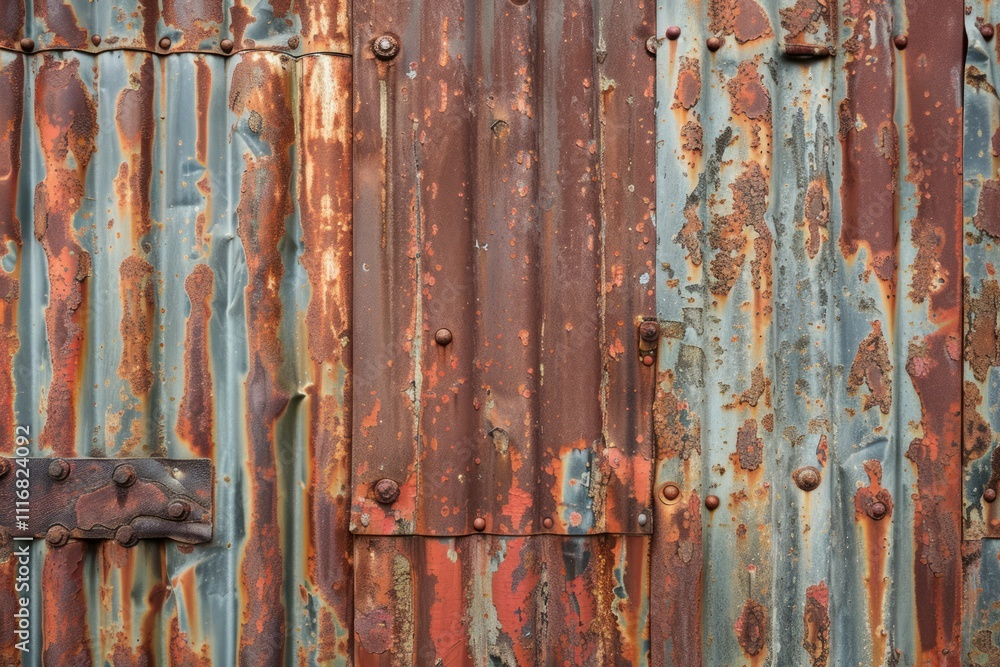 Image of Old industrial metal fence or gate. Texture for background usage