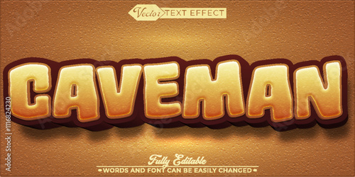 Cartoon Brown Caveman Vector Editable Text Effect Template