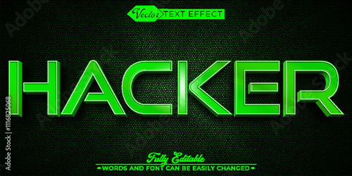 Green Hacker Vector Editable Text Effect Template