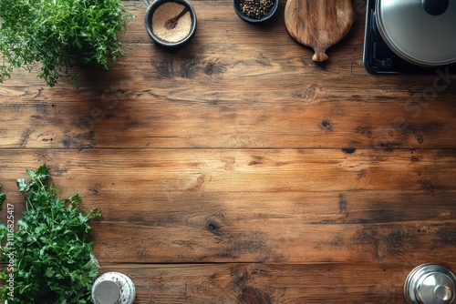overhead wooden kitchen table
