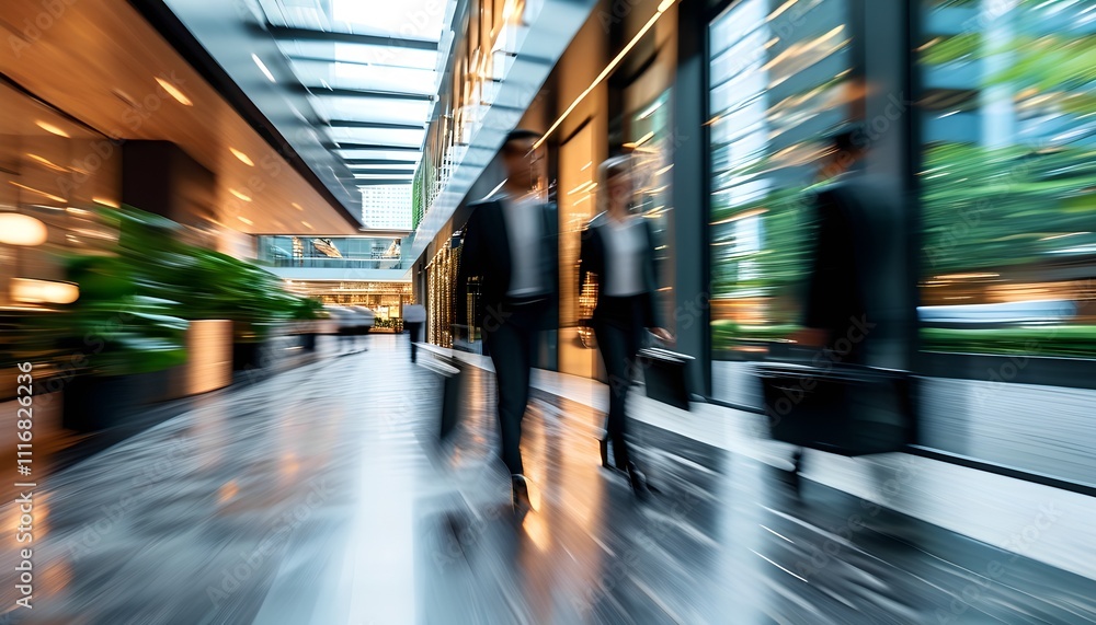 Vibrant Corporate Scene with Motion Blur of Professionals in Suits in a Bright, Modern, and Professional Workspace Vibrant Corporate Scene with Motion Blur of Professionals in Suits in a Bright, Modern, and Professional Workspace