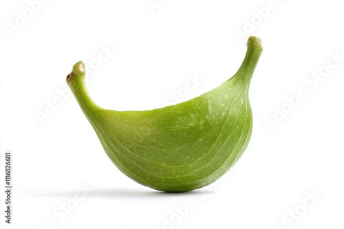 Single green fig on white background with clipping path and sharp focus photo