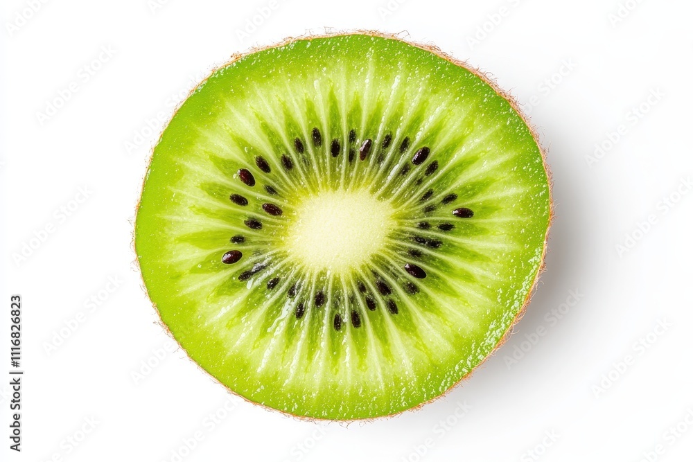 Slice of kiwi Fresh juicy fruit Isolated on white Aerial view Slice of kiwi Fresh juicy fruit Isolated on white Aerial view