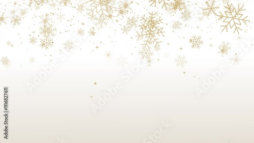 Gold snowflakes border with different ornaments on white background. Luxury Christmas loop animation. Vertical video.