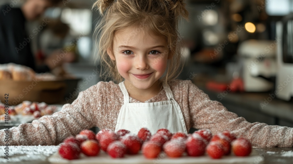 Joyful Child with Fresh Strawberries Joyful Child with Fresh Strawberries