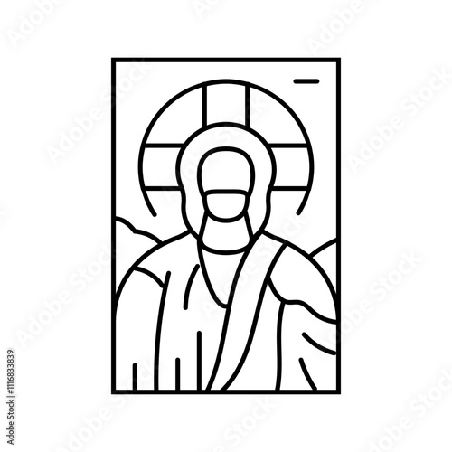 mosaic christ byzantine line icon vector. mosaic christ byzantine sign. isolated contour symbol black illustration
