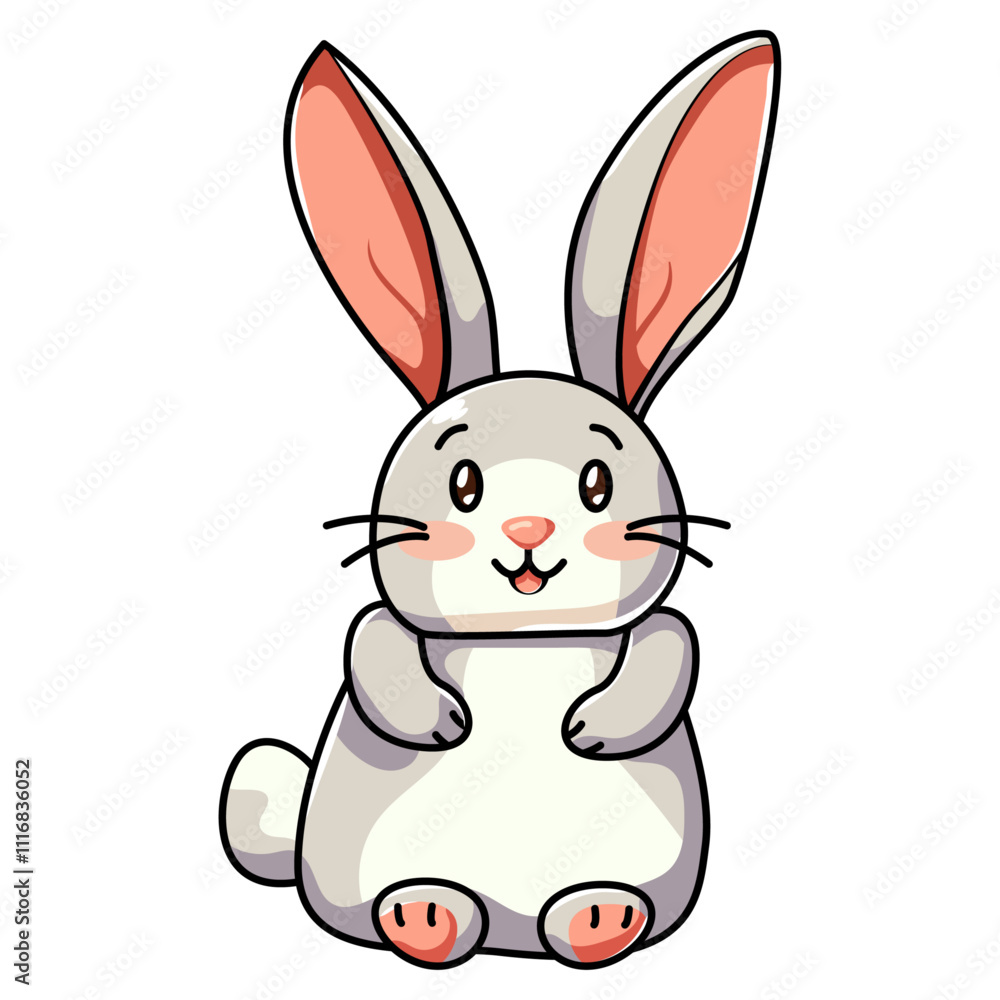 Cute Rabbit Cartoon Kawaii Sticker. Character Vector Illustration Cute Rabbit Cartoon Kawaii Sticker. Character Vector Illustration